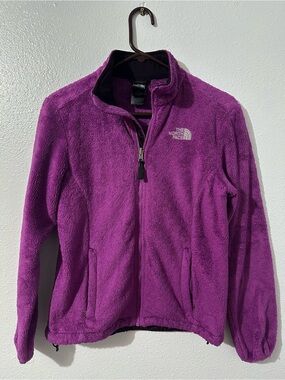 The North Face Women’s Fuchsia Magenta Fleece Full Zip Jacket Sz Small Pockets